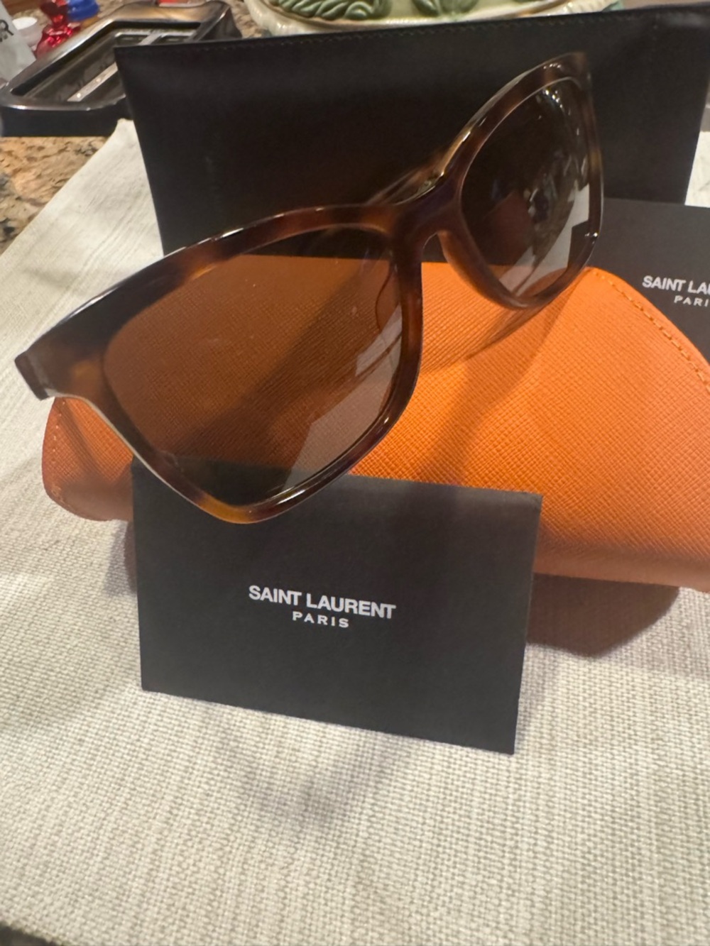 Saint Laurent Women’s Tortoise Sunglasses - Brown with Case - Picture 7 of 7